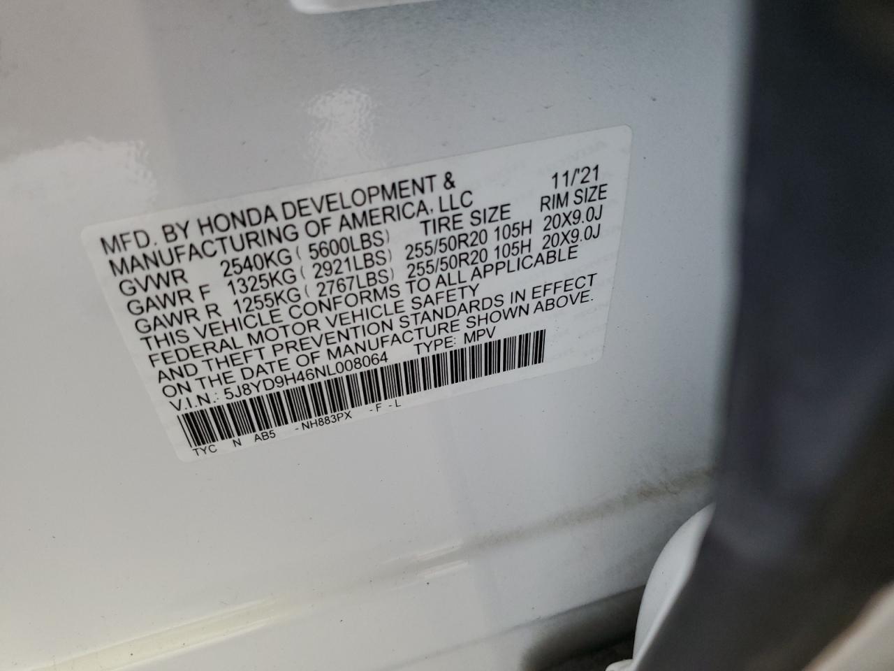 5J8YD9H46NL008064 2022 Acura Mdx Technology