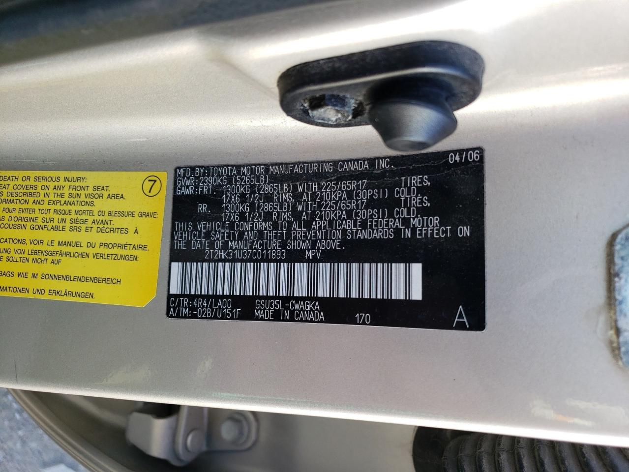 2T2HK31U37C011893 2007 Lexus Rx 350