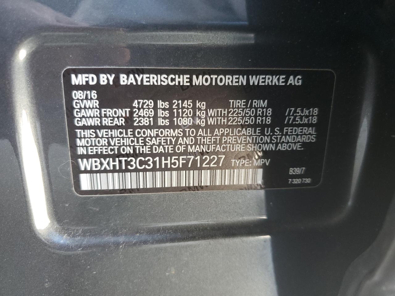 WBXHT3C31H5FF7127 2017 BMW X1 xDrive28I