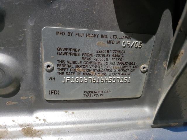 2006 Subaru Impreza 2.5I VIN: JF1GD67616H507151 Lot: 58355934