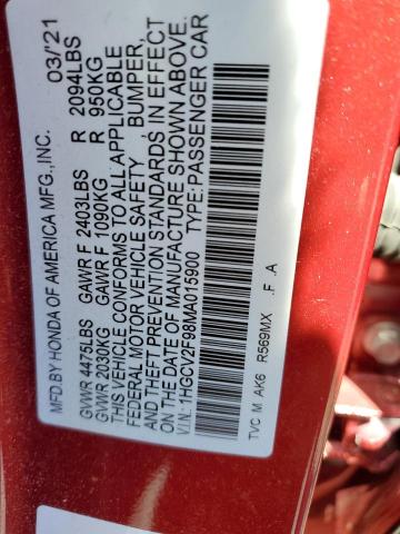 2021 Honda Accord Touring VIN: 1HGCV2F98MA015900 Lot: 60857924