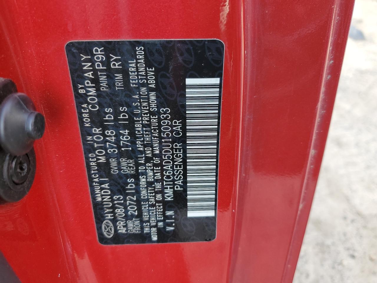 KMHTC6AD5DU150933 2013 Hyundai Veloster