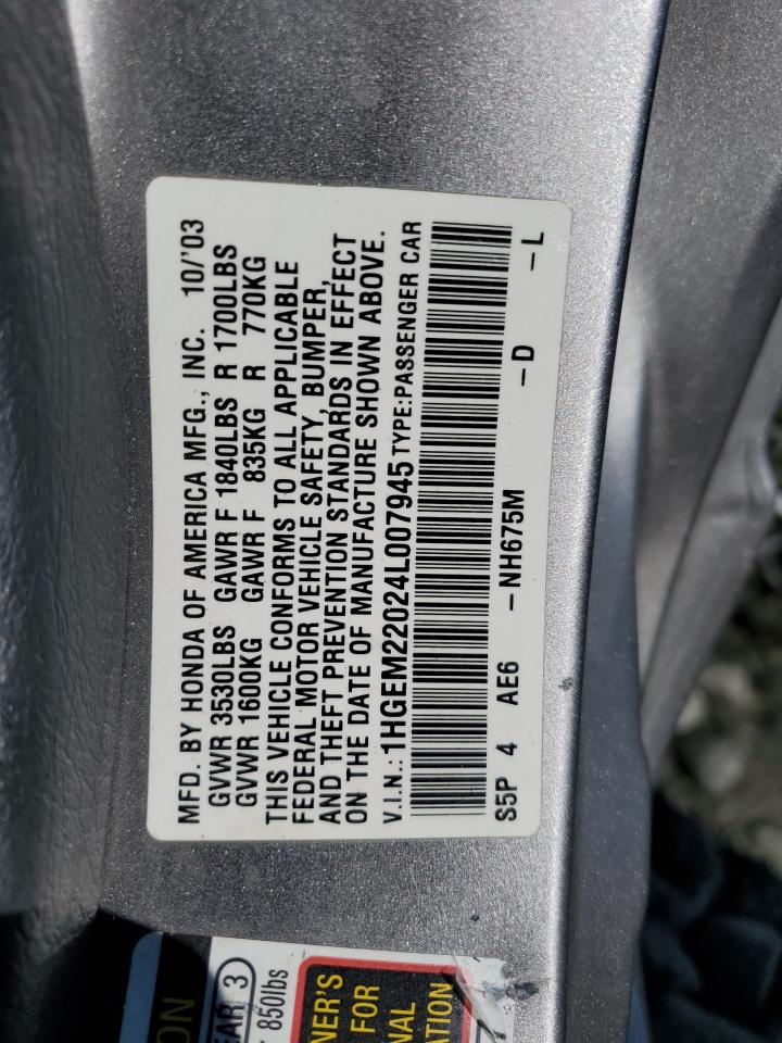 1HGEM22024L007945 2004 Honda Civic Ex