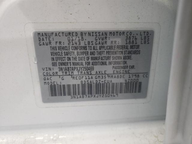 2018 Nissan Sentra S VIN: 3N1AB7APXJY250469 Lot: 58839244