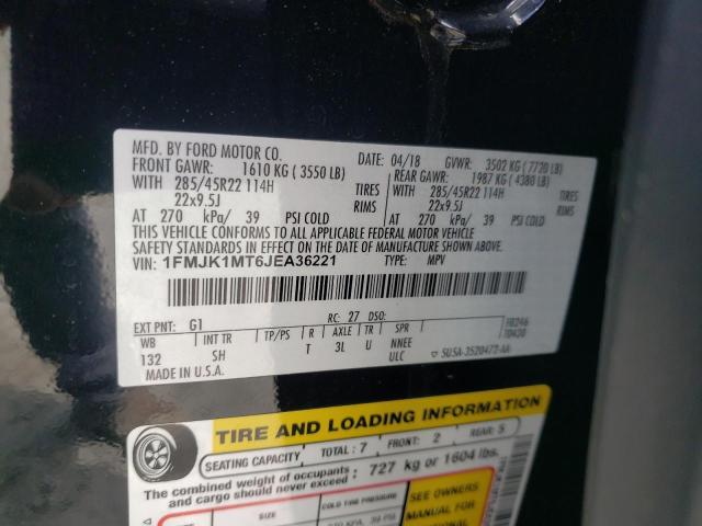 2018 Ford Expedition Max Platinum VIN: 1FMJK1MT6JEA36221 Lot: 59784734