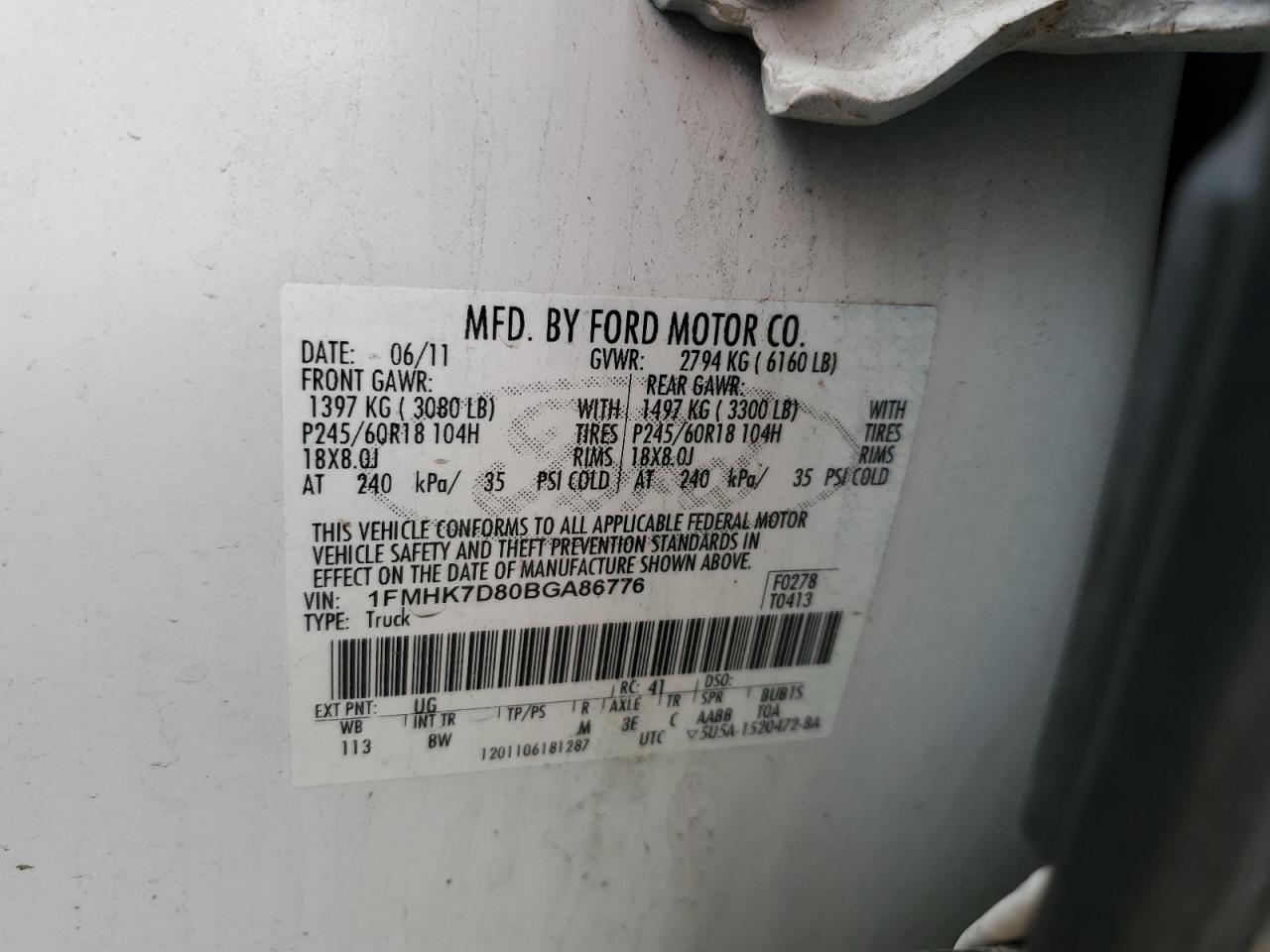 1FMHK7D80BGA86776 2011 Ford Explorer Xlt