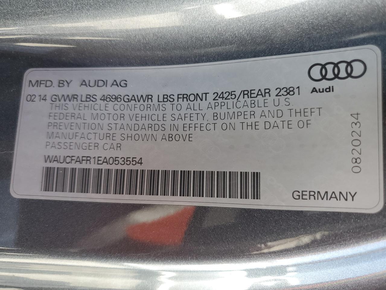 2014 Audi A5 Premium vin: WAUCFAFR1EA053554