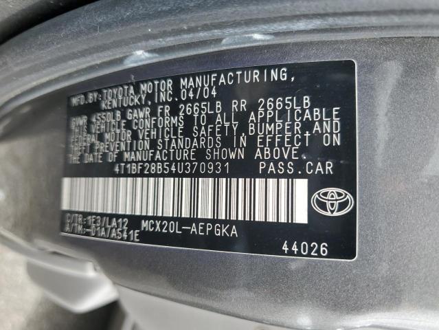 2004 Toyota Avalon Xl VIN: 4T1BF28B54U370931 Lot: 58961094