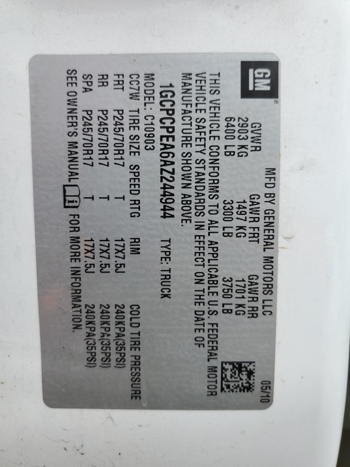 1GCPCPEA6AZ244944 2010 Chevrolet Silverado C1500