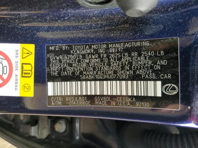 2017 Lexus Es 350 VIN: 58ABK1GG3HU077093 Lot: 57335244