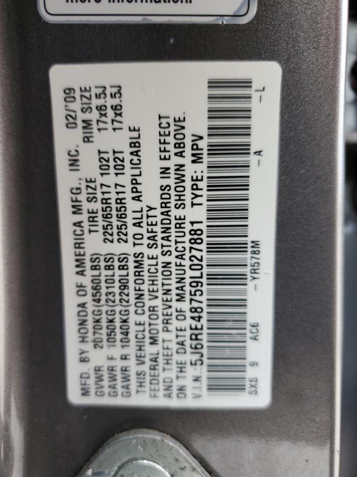 5J6RE48759L027881 2009 Honda Cr-V Exl