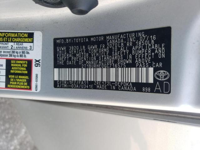 2016 TOYOTA COROLLA L - 2T1BURHE0GC716575