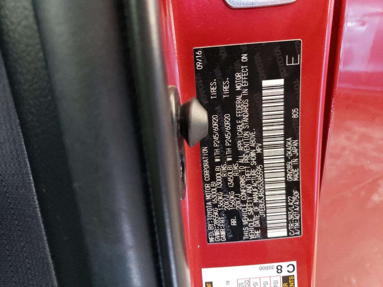 JTEBU5JR6G5385595 2016 Toyota 4Runner Sr5/Sr5 Premium