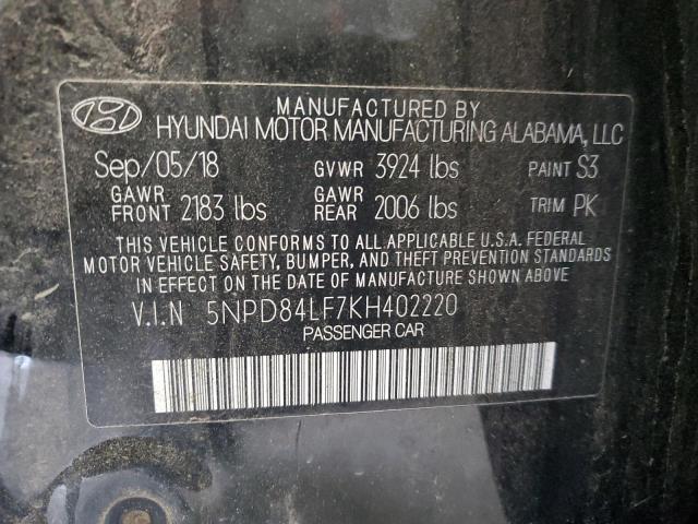 VIN 5NPD84LF7KH402220 2019 Hyundai Elantra, Sel no.12