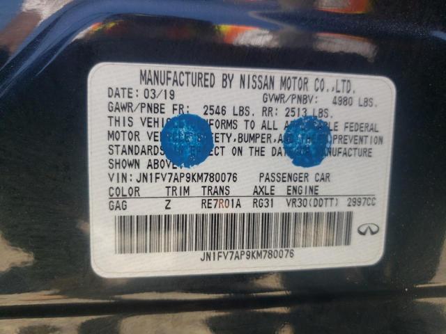 2019 Infiniti Q50 Red Sport 400 VIN: JN1FV7AP9KM780076 Lot: 57780764