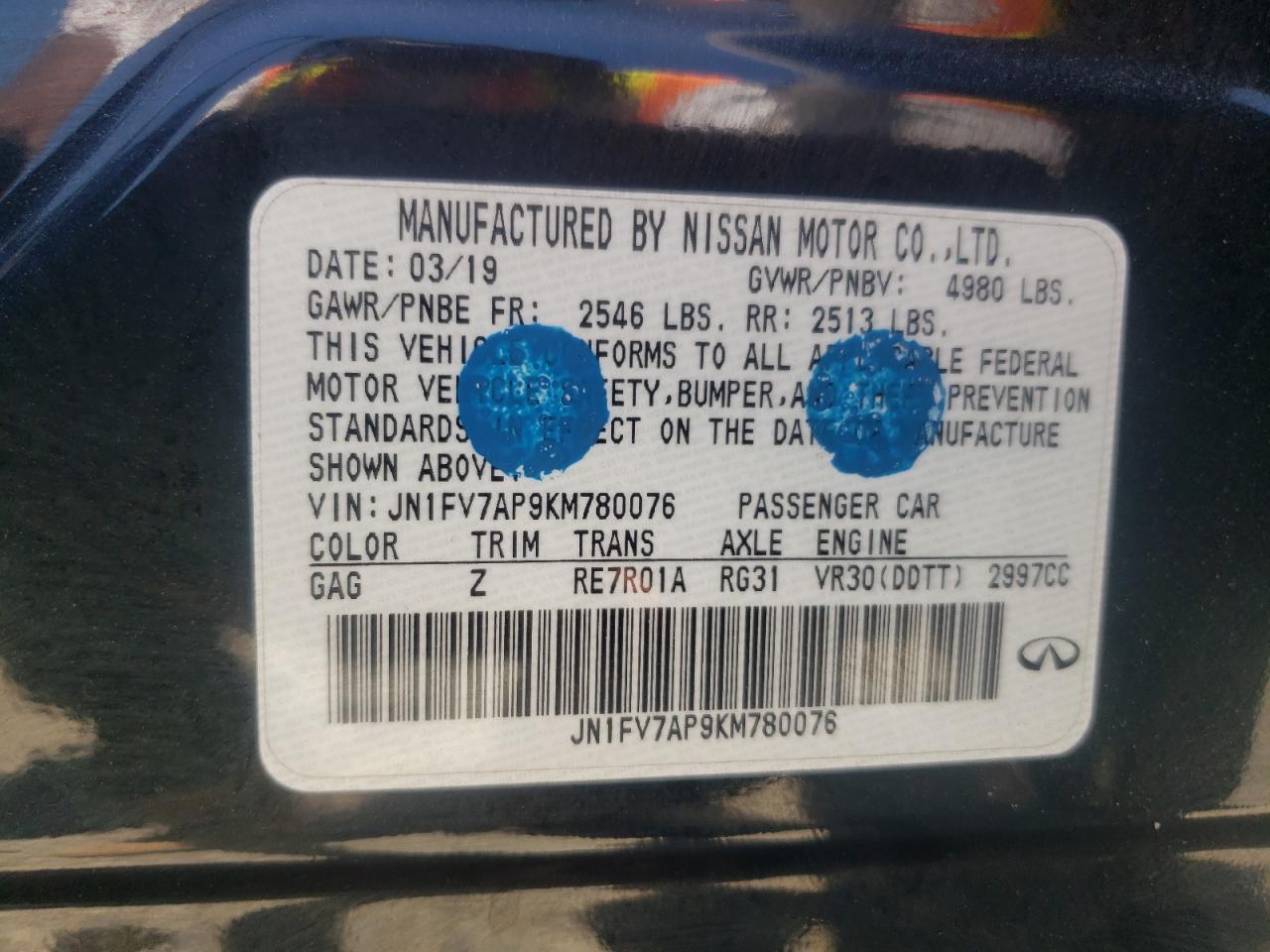 JN1FV7AP9KM780076 2019 Infiniti Q50 Red Sport 400