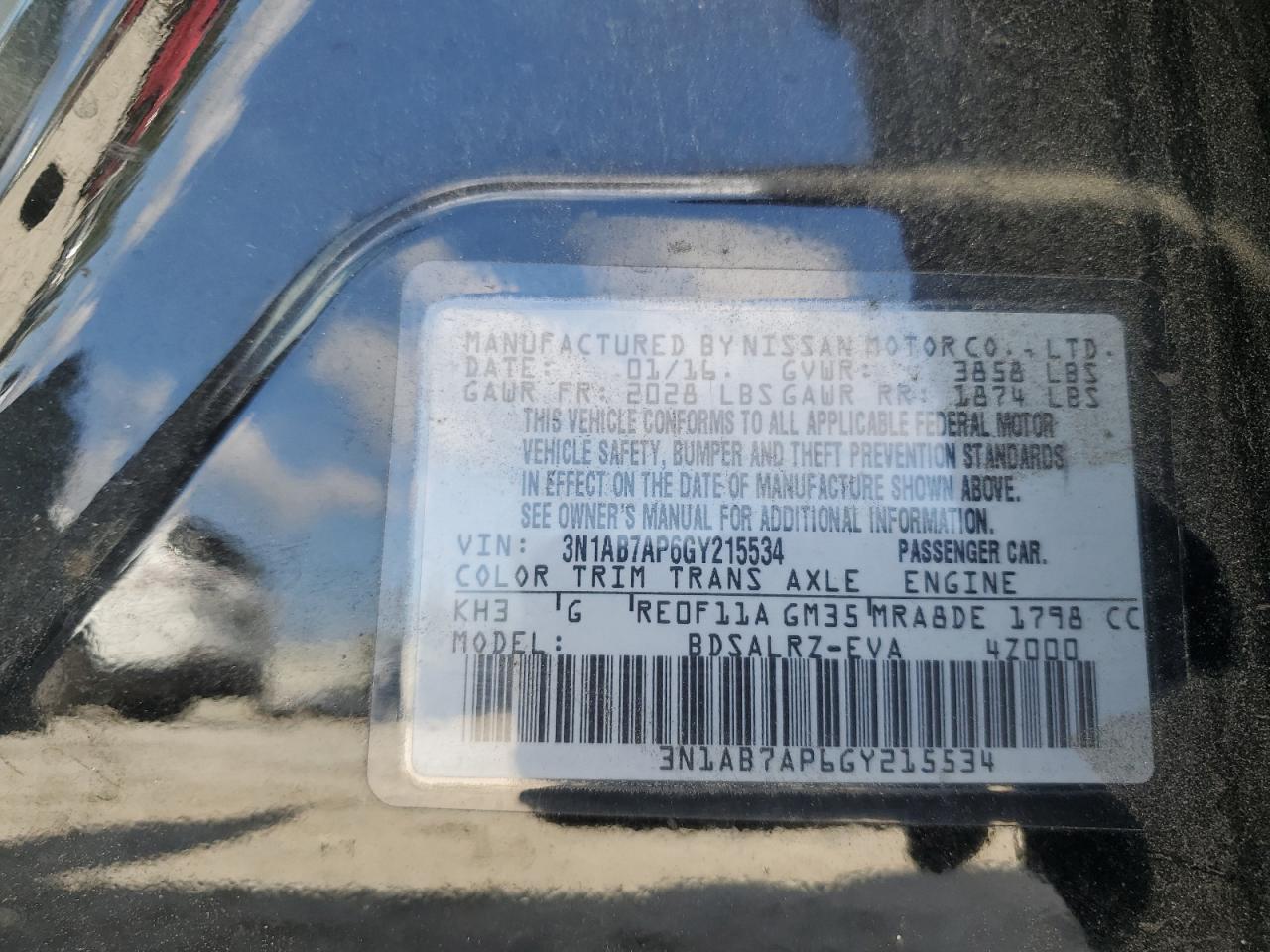 3N1AB7AP6GY215534 2016 Nissan Sentra S