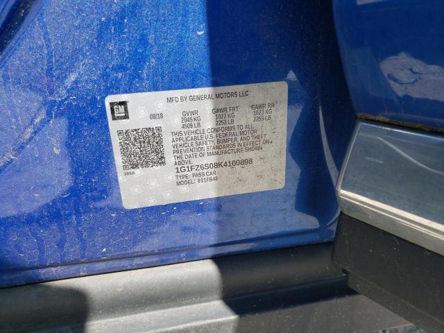 2019 Chevrolet Bolt Ev Premier VIN: 1G1FZ6S08K4100898 Lot: 58386274