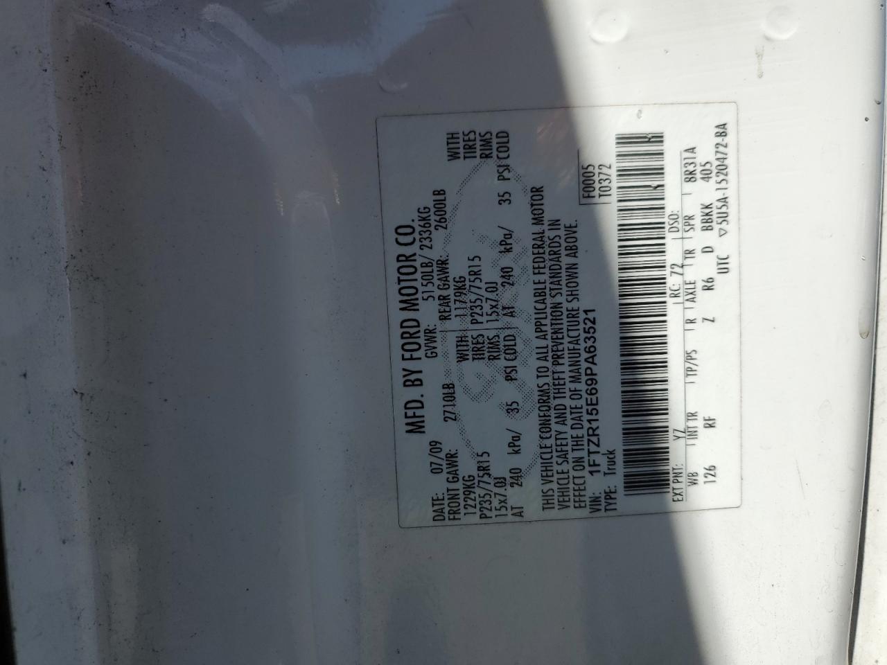 1FTZR15E69PA63521 2009 Ford Ranger Super Cab