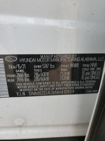 2022 Hyundai Santa Fe Sel VIN: 5NMS2DAJ6NH410939 Lot: 59766454