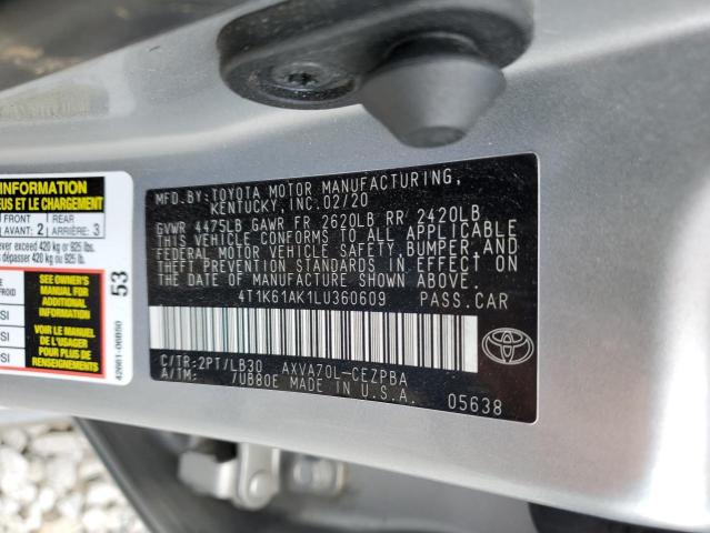 VIN 4T1K61AK1LU360609 2020 Toyota Camry, Xse no.12