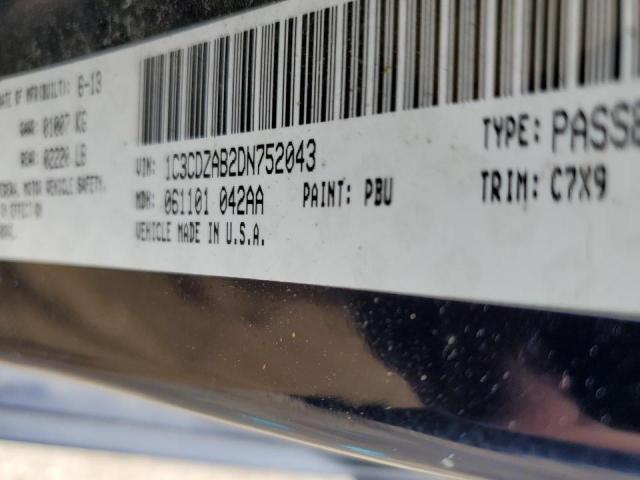 2013 Dodge Avenger Se VIN: 1C3CDZAB2DN752043 Lot: 54921004