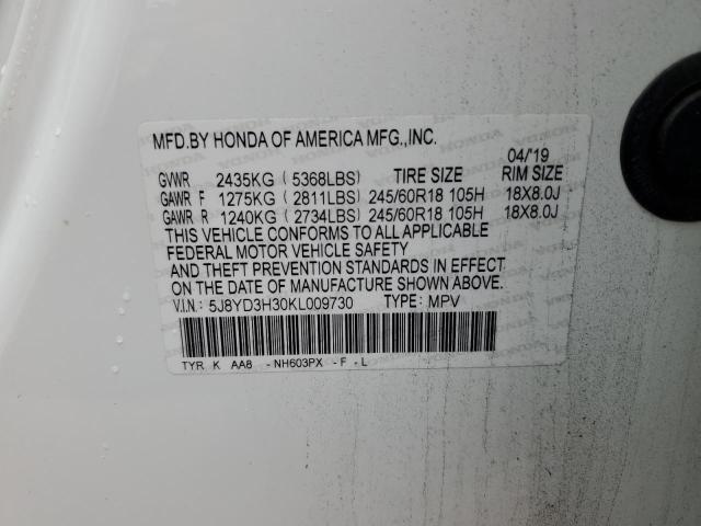 2019 Acura Mdx VIN: 5J8YD3H30KL009730 Lot: 58565124