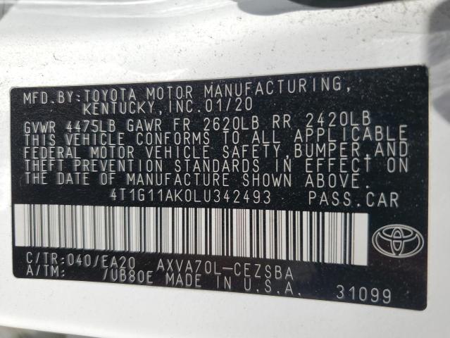 VIN 4T1G11AK0LU342493 2020 Toyota Camry, SE no.12