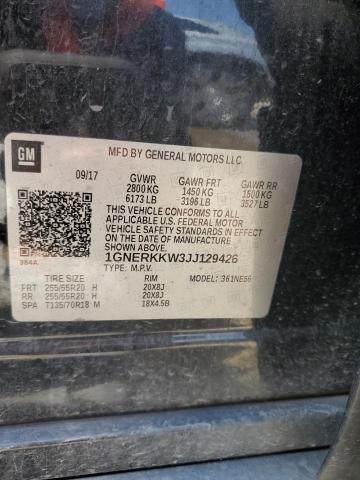 2018 Chevrolet Traverse Premier VIN: 1GNERKKW3JJ129426 Lot: 58426984