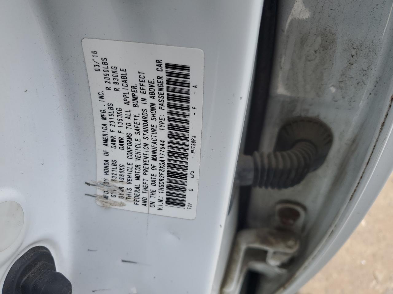 1HGCR2F8XGA177544 2016 Honda Accord Exl