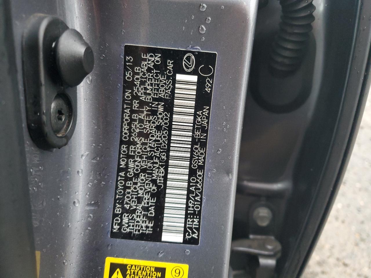 JTHBK1GG1D2067002 2013 Lexus Es 350