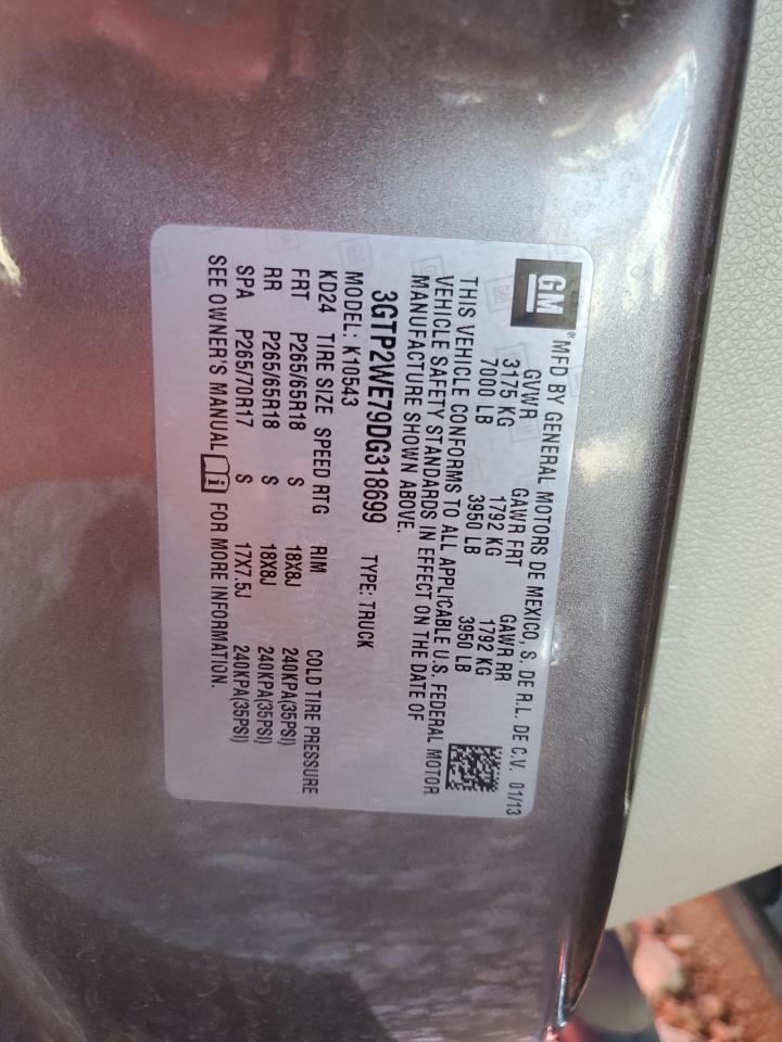 3GTP2WE79DG318699 2013 GMC Sierra K1500 Slt