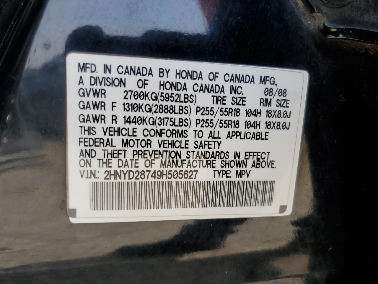 2HNYD28749H505627 2009 Acura Mdx Sport