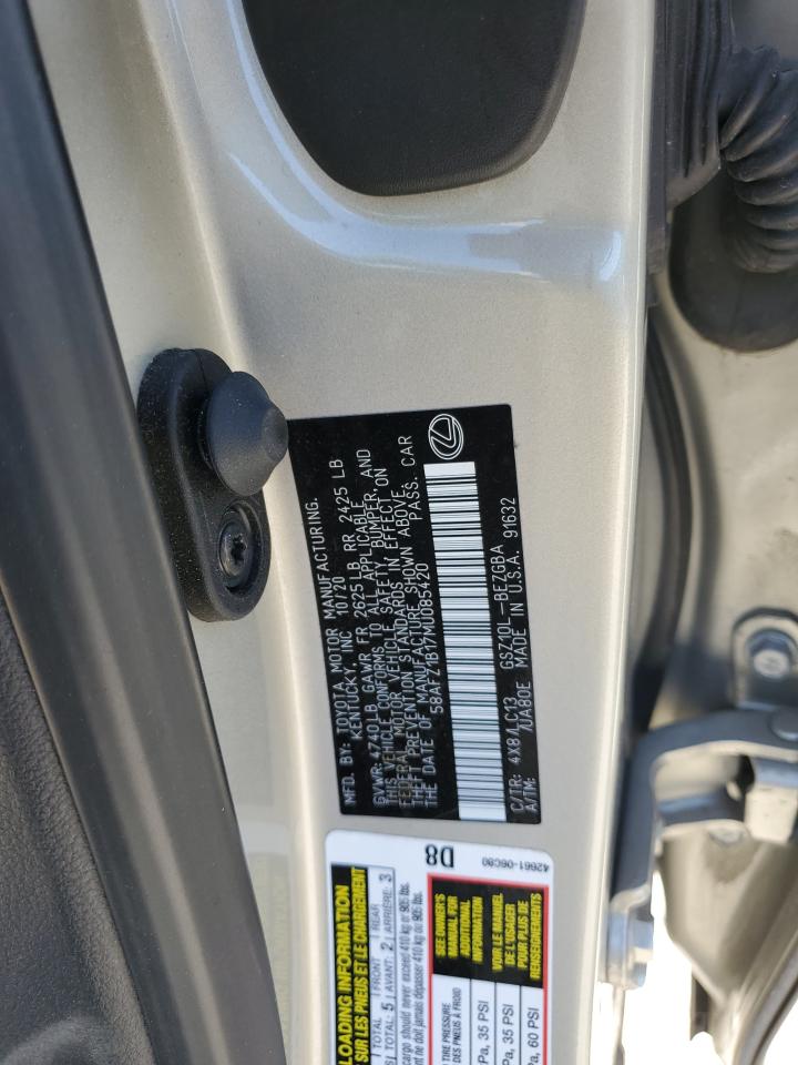 58AFZ1B17MU085420 2021 Lexus Es 350 Base