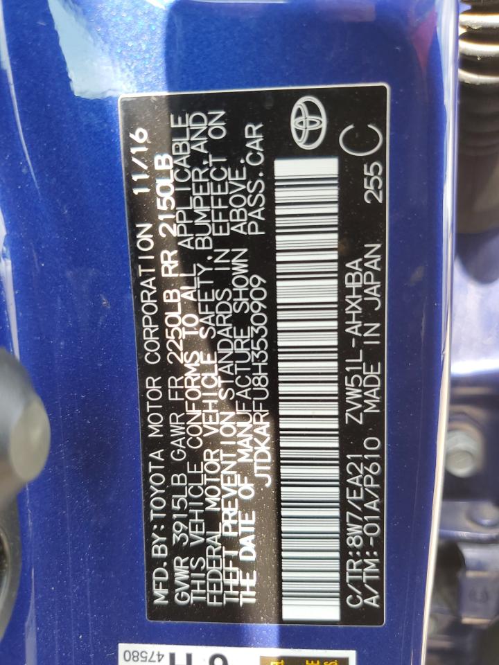 JTDKARFU8H3530909 2017 Toyota Prius