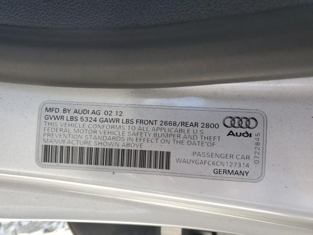 2012 Audi A7 Premium Plus VIN: WAUYGAFC6CN127314 Lot: 60210074