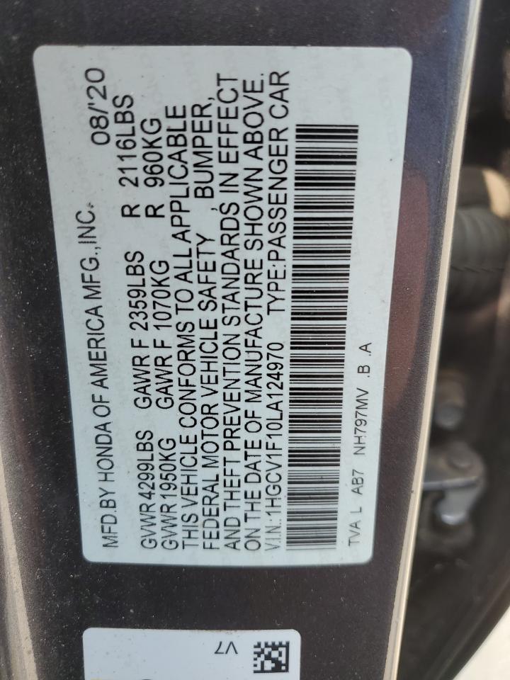 1HGCV1F10LA124970 HONDA ACCORD 2020