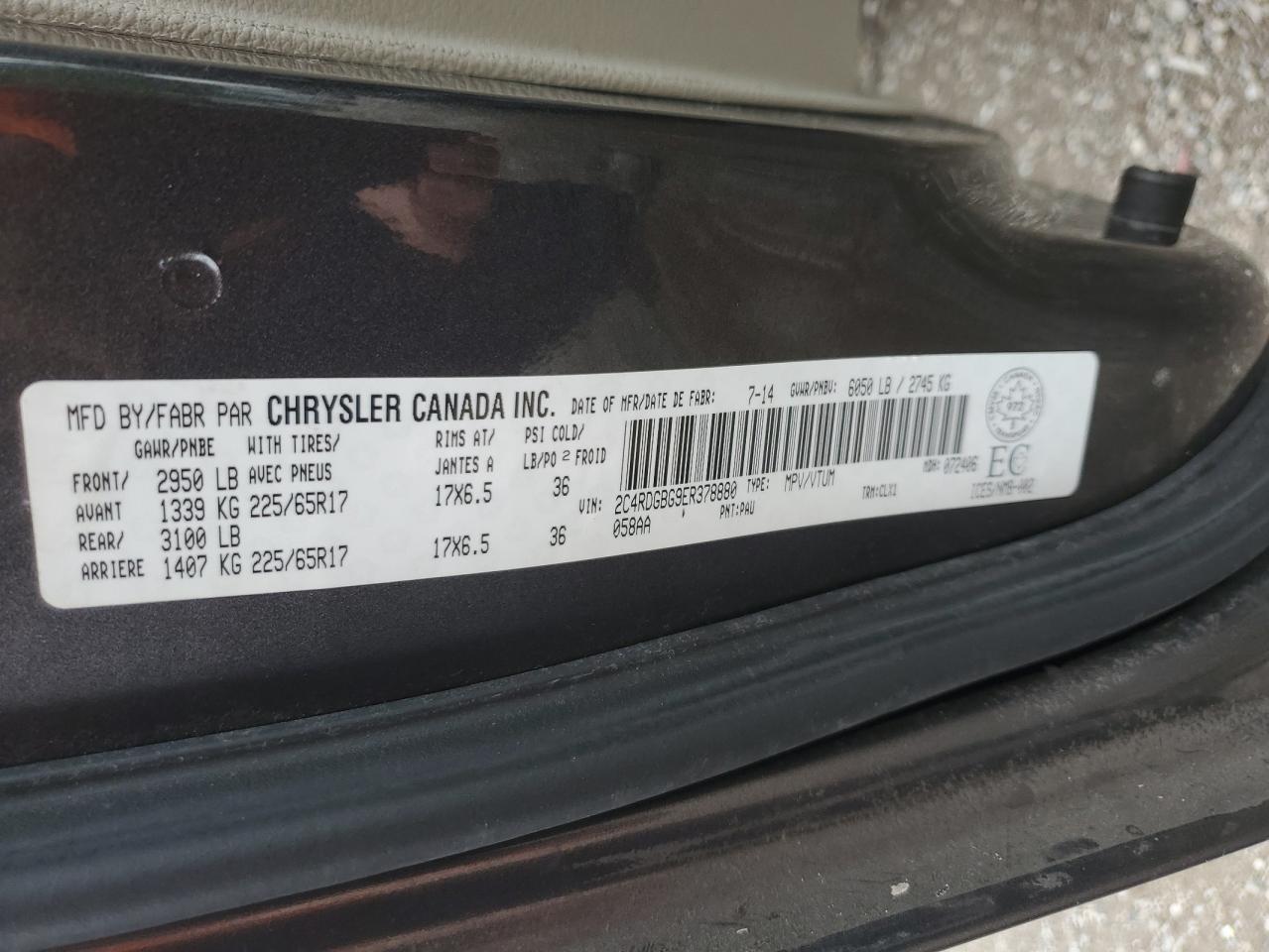 2C4RDGBG9ER378880 2014 Dodge Grand Caravan Se