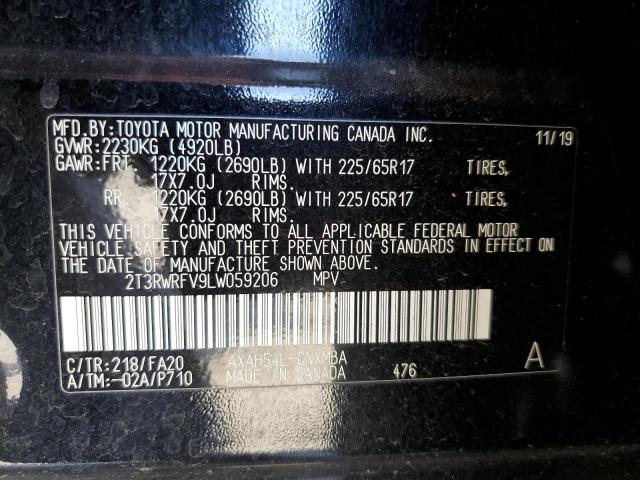 2020 Toyota Rav4 Xle VIN: 2T3RWRFV9LW059206 Lot: 59798684