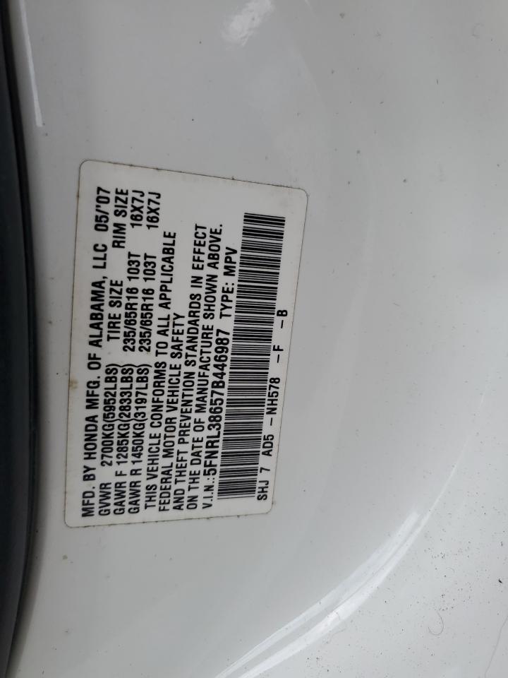 5FNRL38657B446987 2007 Honda Odyssey Exl
