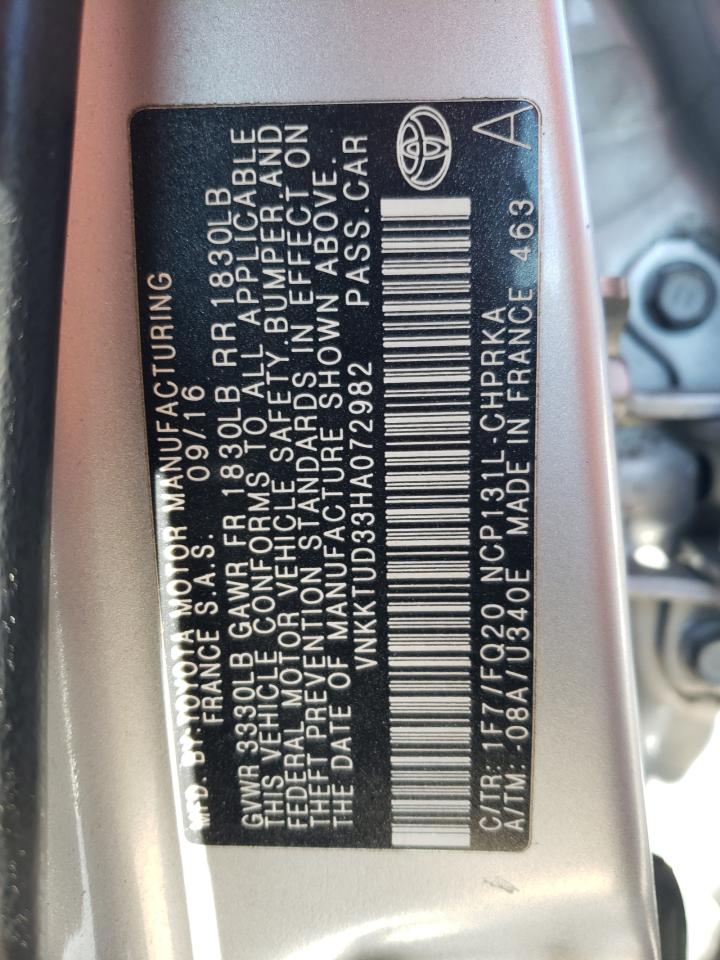 VNKKTUD33HA072982 2017 Toyota Yaris L