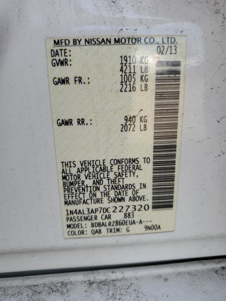 2013 Nissan Altima 2.5 vin: 1N4AL3AP7DC227320