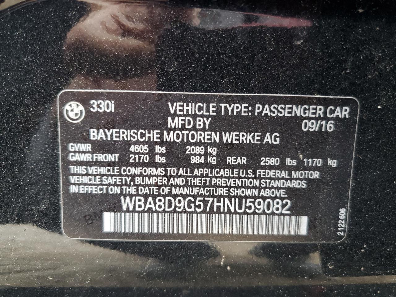 WBA8D9G57HNU59082 2017 BMW 330 Xi