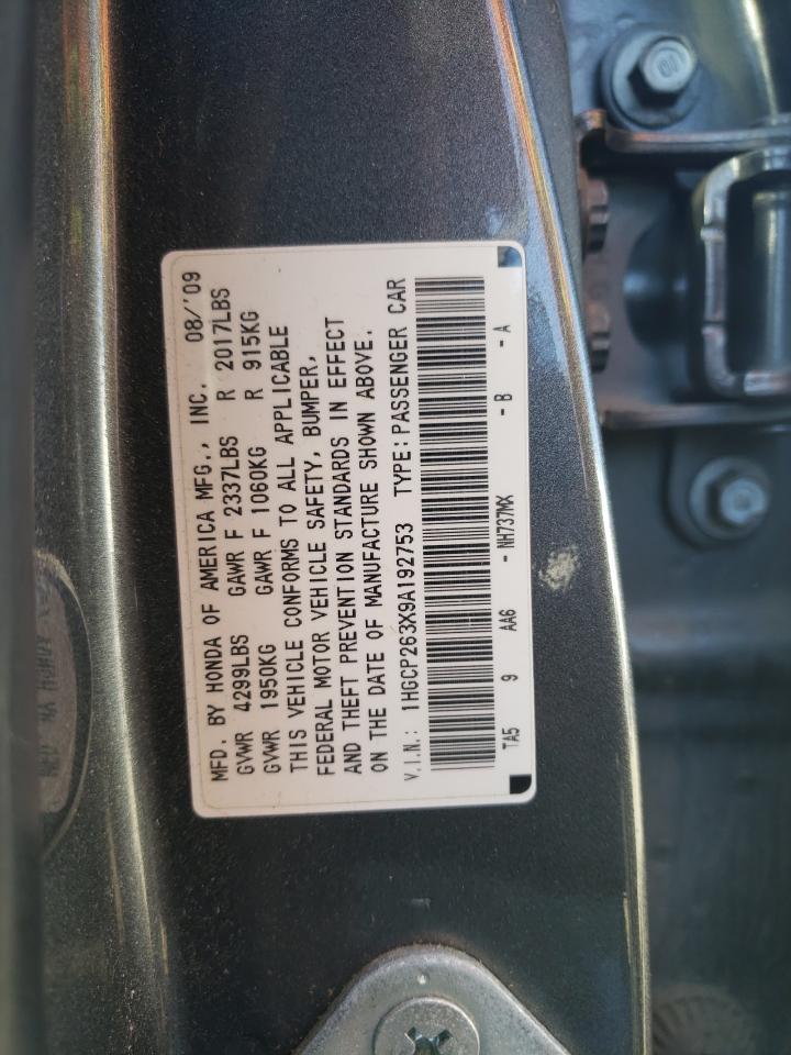 1HGCP263X9A192753 2009 Honda Accord Lx