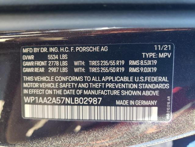 2022 Porsche Macan VIN: WP1AA2A57NLB02987 Lot: 60504844