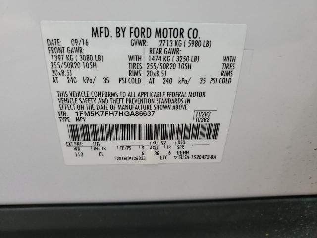2017 FORD EXPLORER L - 1FM5K7FH7HGA86637