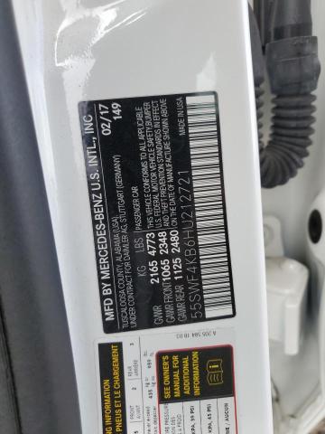 2017 Mercedes-Benz C 300 4Matic VIN: 55SWF4KB6HU212721 Lot: 58273284