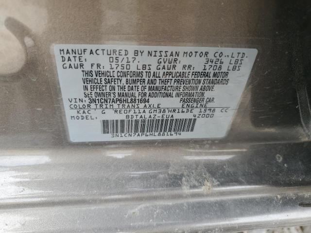 2017 Nissan Versa S VIN: 3N1CN7AP6HL881694 Lot: 56818494