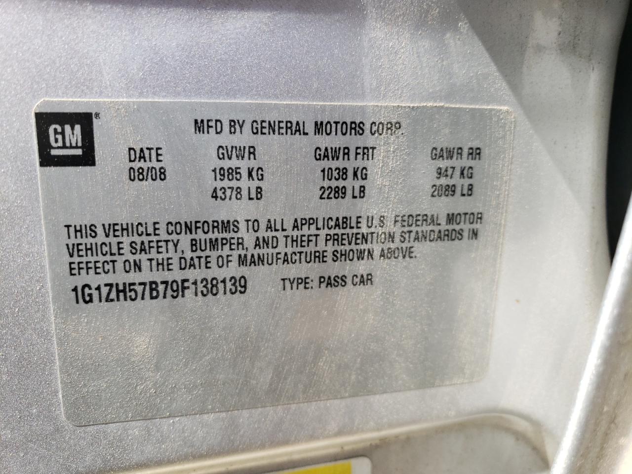 1G1ZH57B79F138139 2009 Chevrolet Malibu 1Lt