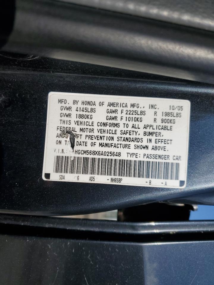 1HGCM568X6A025648 2006 Honda Accord Ex